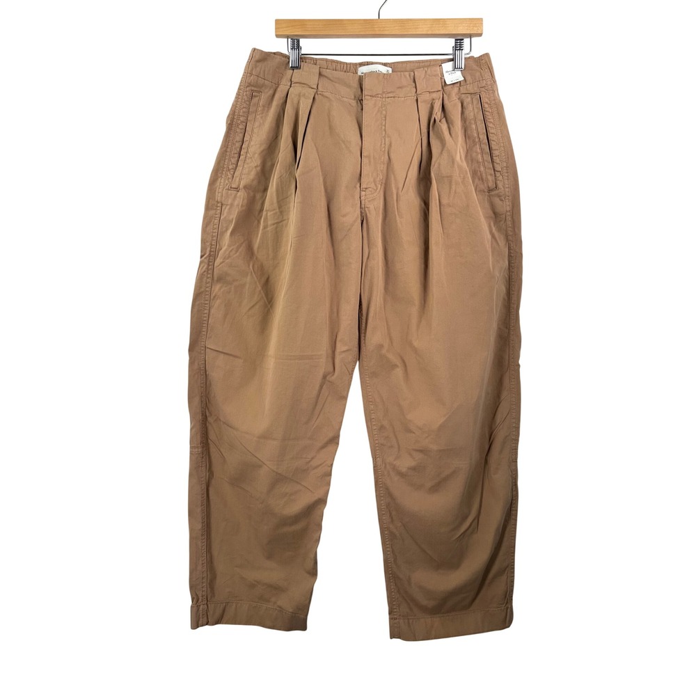Abercrombie & Fitch Pleated Pants sz 12 Brown Tan High Rise money preppy